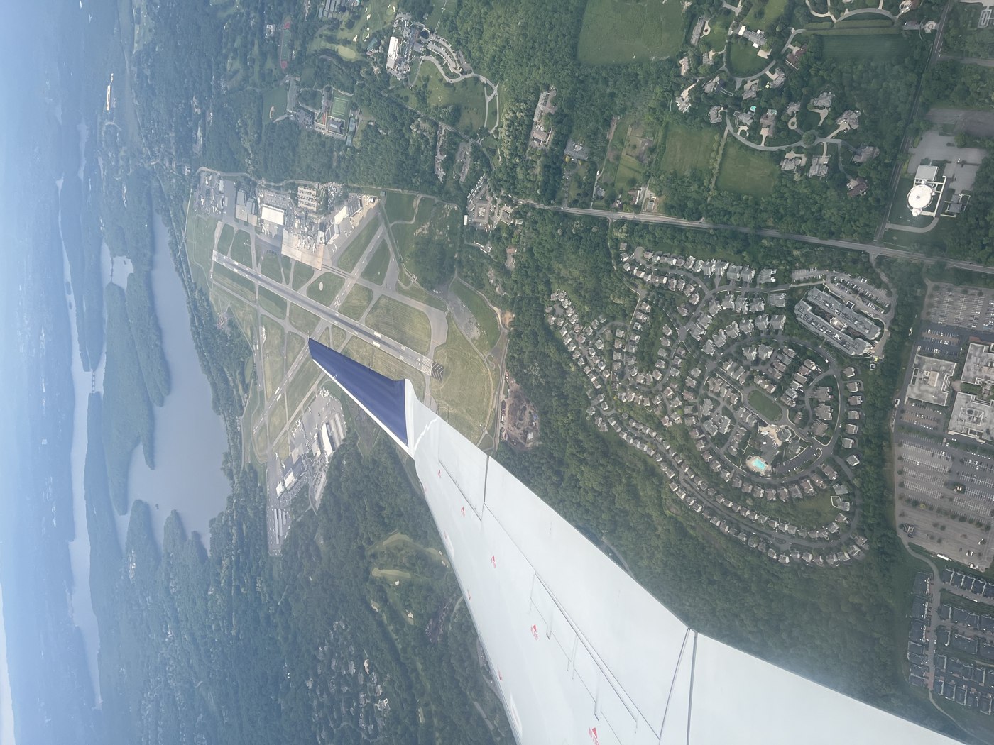 An aerial view of the Westchester County Airport near White Plains